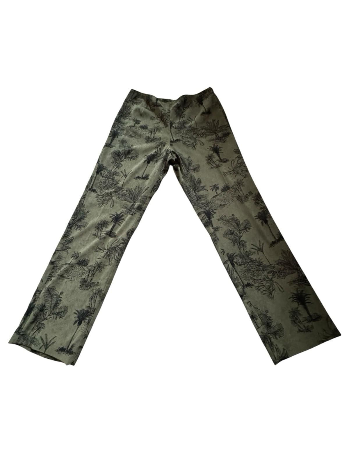 Vintage Y2K Womens Susan Bristol Green Palm Tree Pants Size 10 Dead Stock