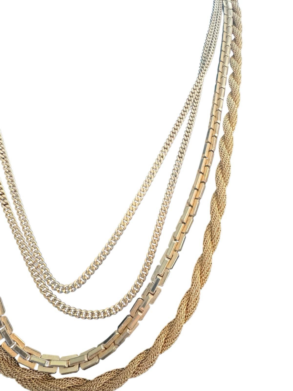 VENDOME LARGE DESIGNER HEAVY FOUR CHAIN GOLD TONE COSTUME NECKLACE