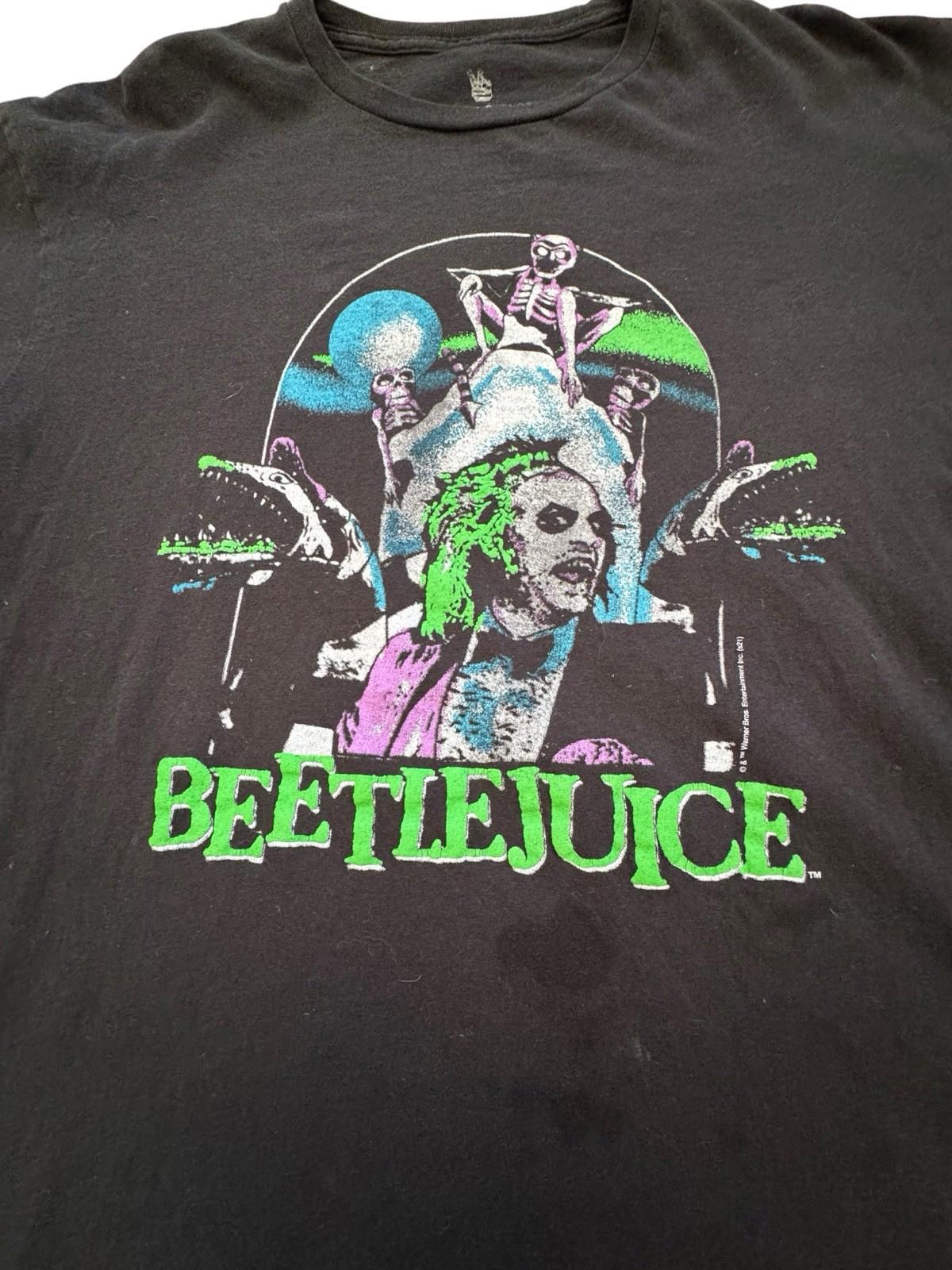 Mens Junk Food Los Angeles California T Beetlejuice T-Shirt Black Halloween L