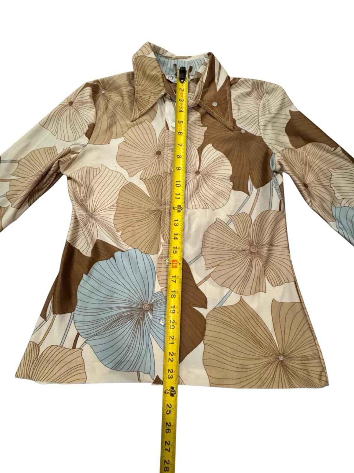 1970s Vintage Nylon Floral Disco Shirt Halloween or Everyday Wear
