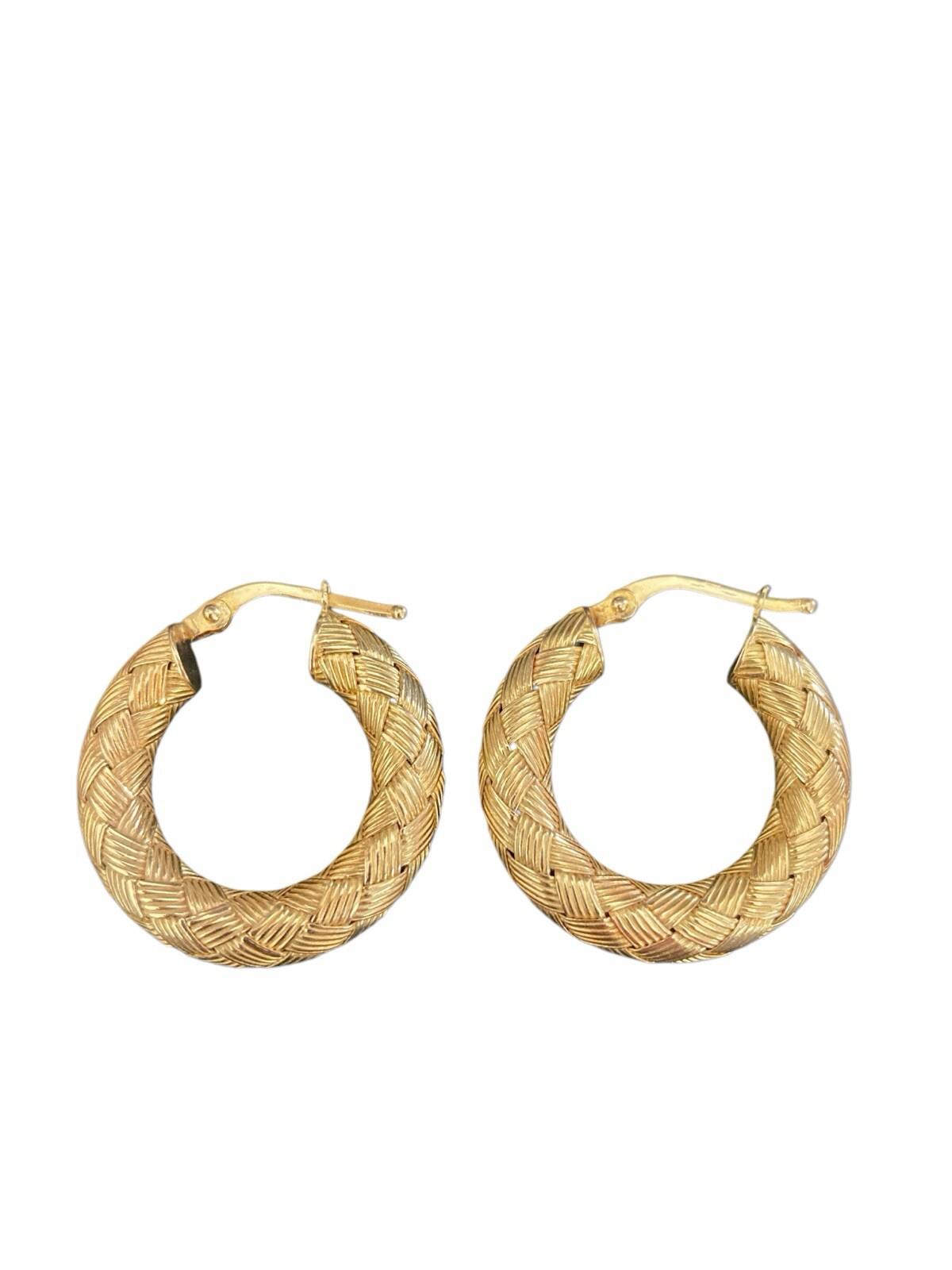 Riccardo Marotto 18k Gold Ornate Patterned Hoop Earrings Italy