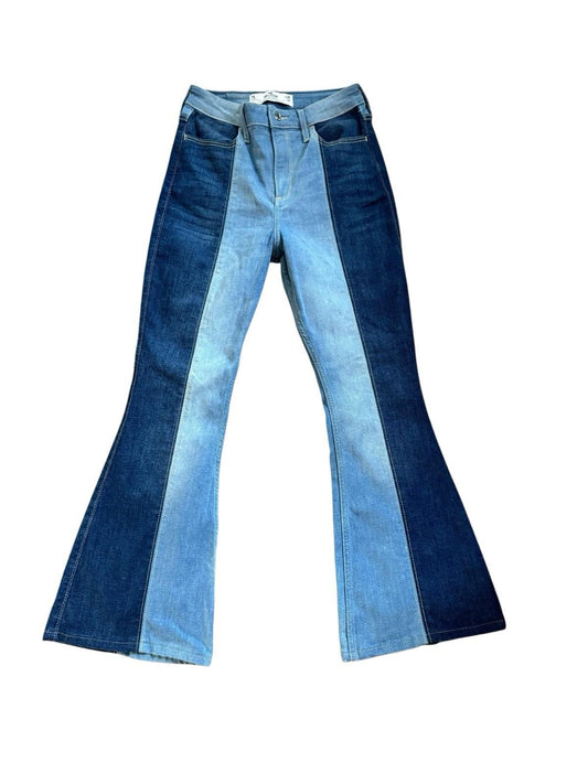 Hollister Two Tone Blue Bell Bottom Curvy High Rise Vintage Flair Leg Jeans 28