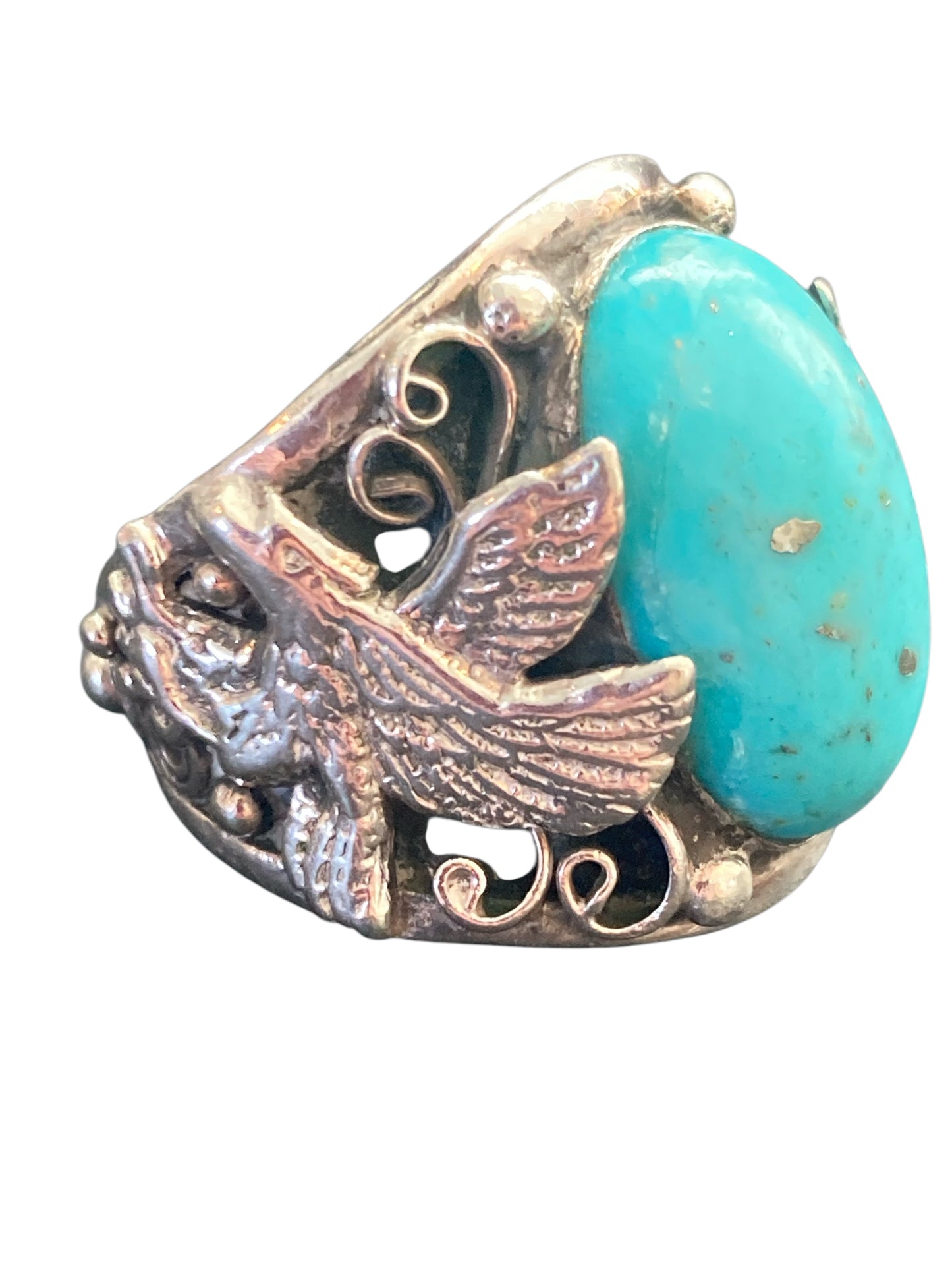 Sterling Silver Turquoise Eagle Ring