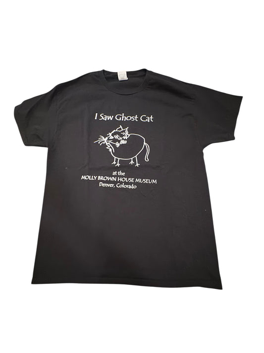 I Saw Ghost Cat T Shirt Large Graphic Tee Halloween Gift