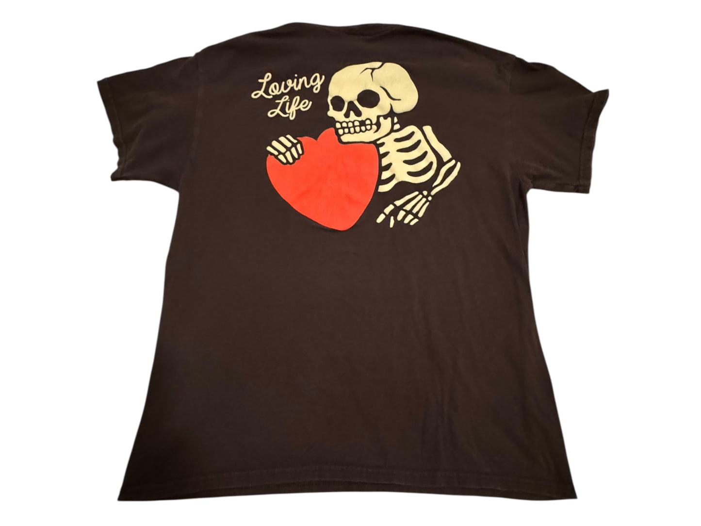 Loving Life Skeleton T Shirt Large Size Graphic Tee