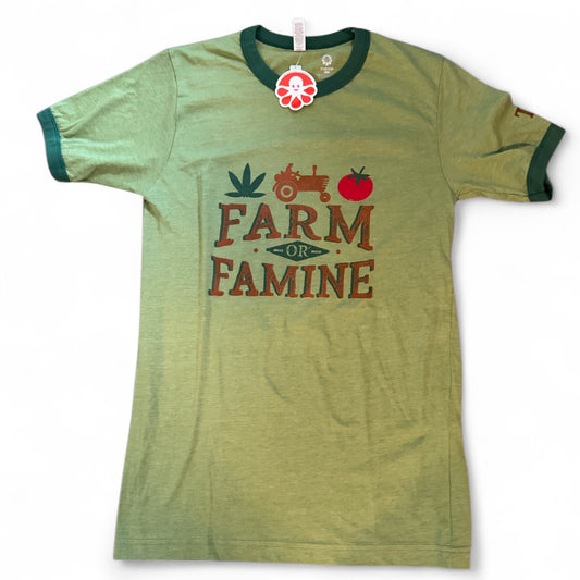 Farm or Famine T Shirt Size Large Unisex Graphic Tee