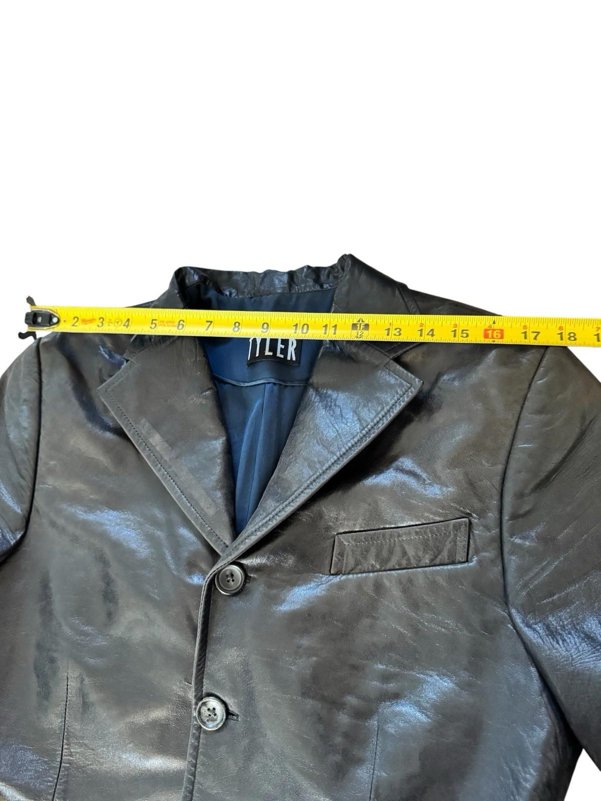Richard Tyler Couture Black Three Button Leather Jacket Coat Size S/M