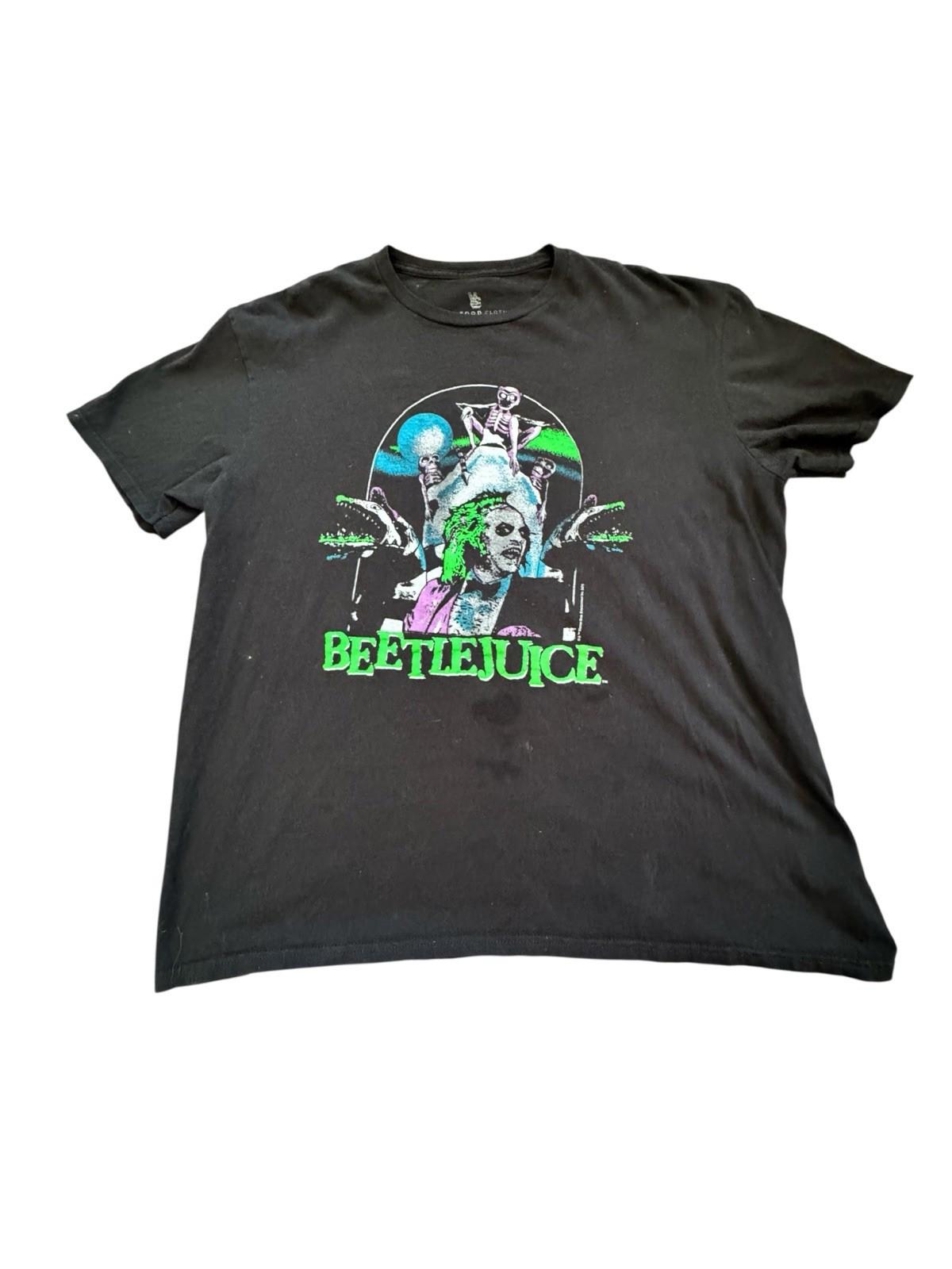 Mens Junk Food Los Angeles California T Beetlejuice T-Shirt Black Halloween L