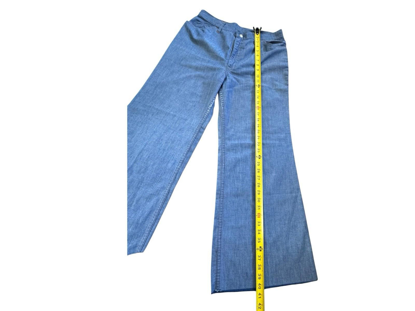 Vintage 1970s LEVIS FOR ME Blue Hopsack Bell Bottom Pants BIG E White Tag 30