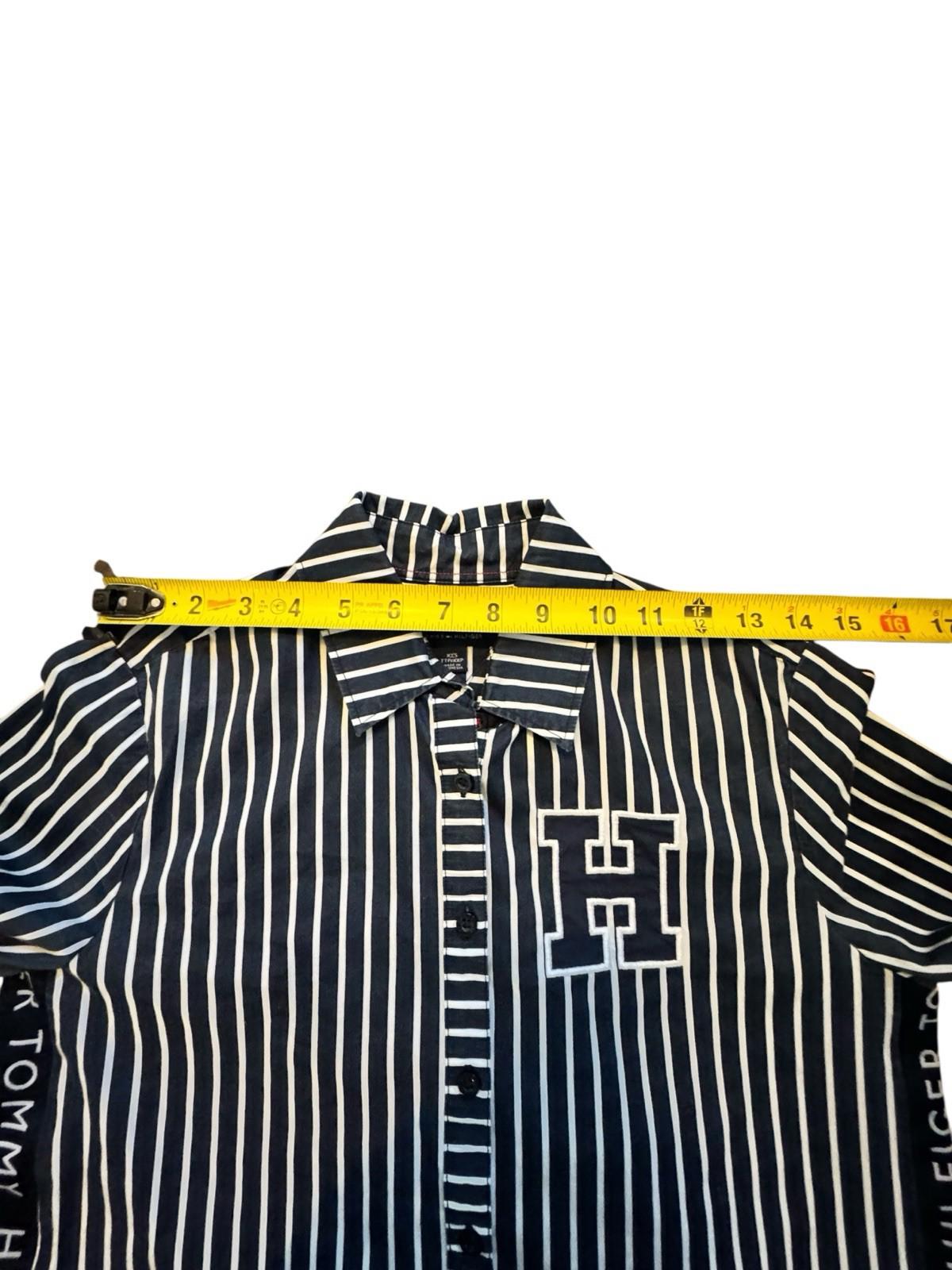 Tommy Hilfiger H Logo Blue Striped Button Down Men's Shirt Size XXS