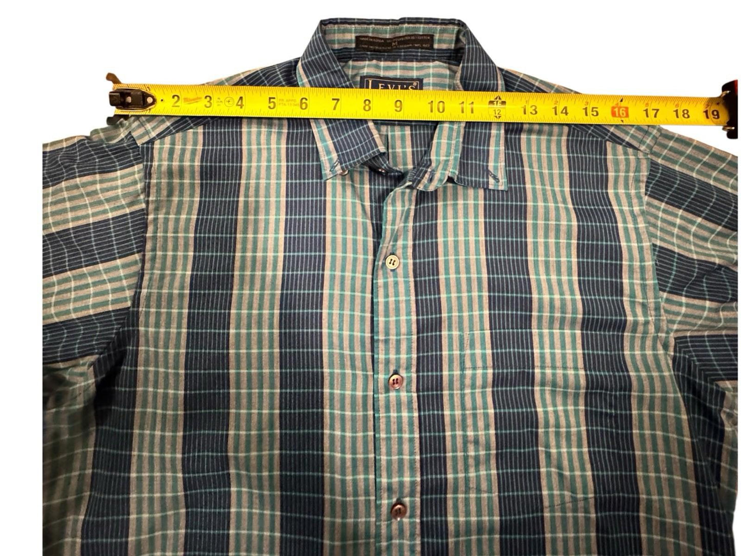 Vintage 1990’s Levi’s Blue Stripped Cotton Button Up Shirt Size Medium