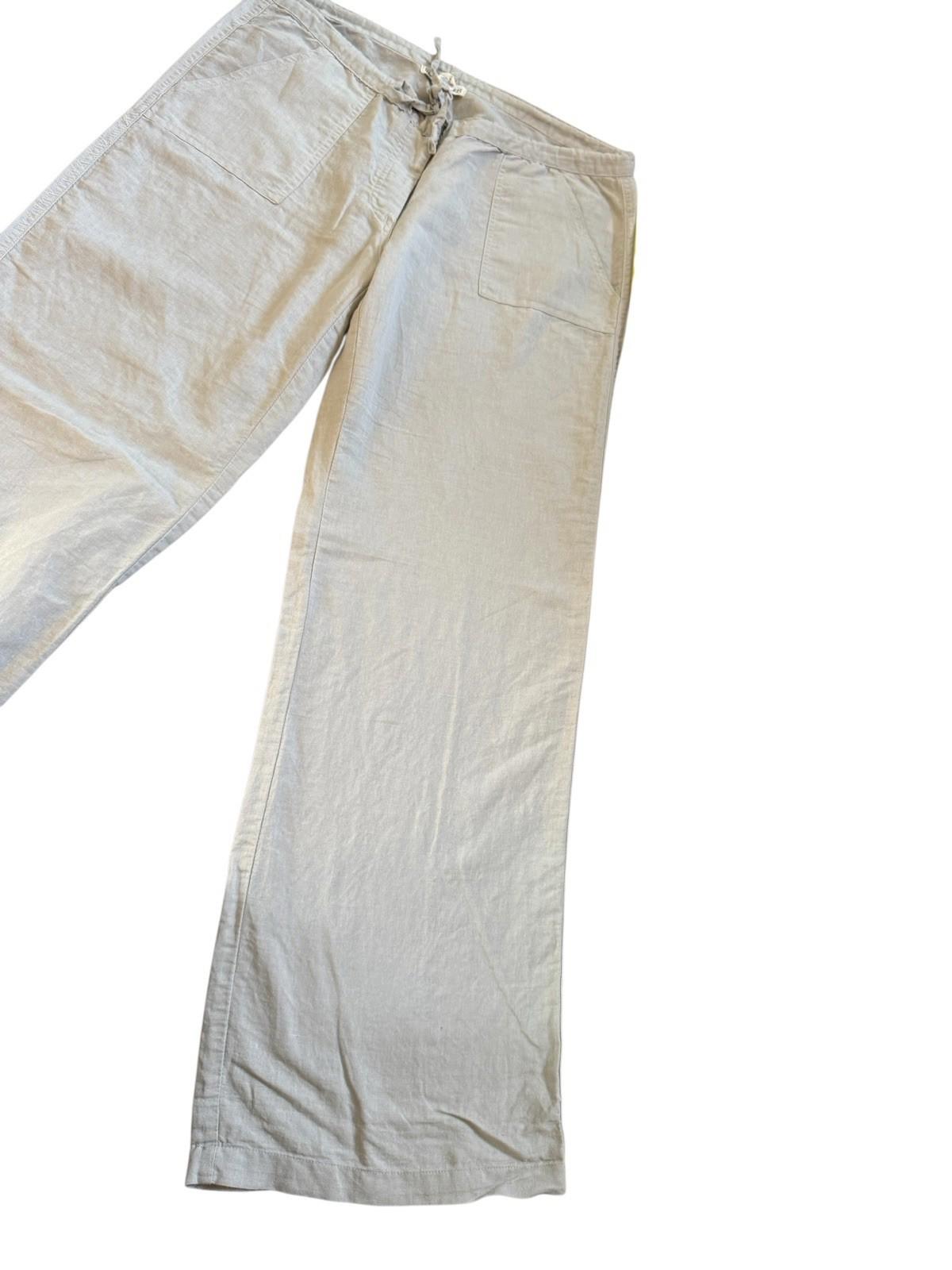 Derek Heart Linen Pants Womens Beige Tan Wide Leg Great For Warm Weather Medium