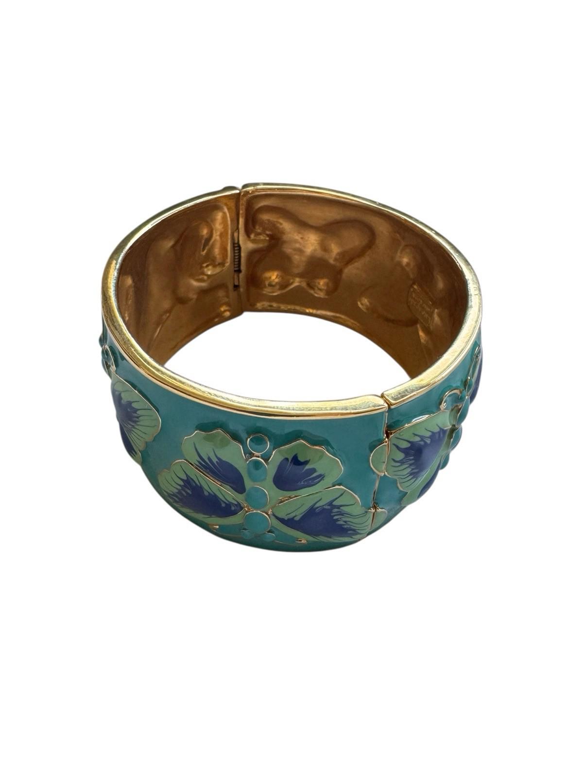 Vintage Kate Spade Blue Butterfly Hinged Cuff Bracelet NOS ORV $225