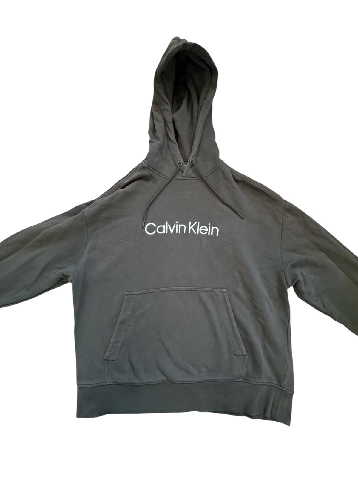 Calvin Klein Gray Hoodie Grey Mens Hooded Sweatshirt Pocket Drawstrings Small