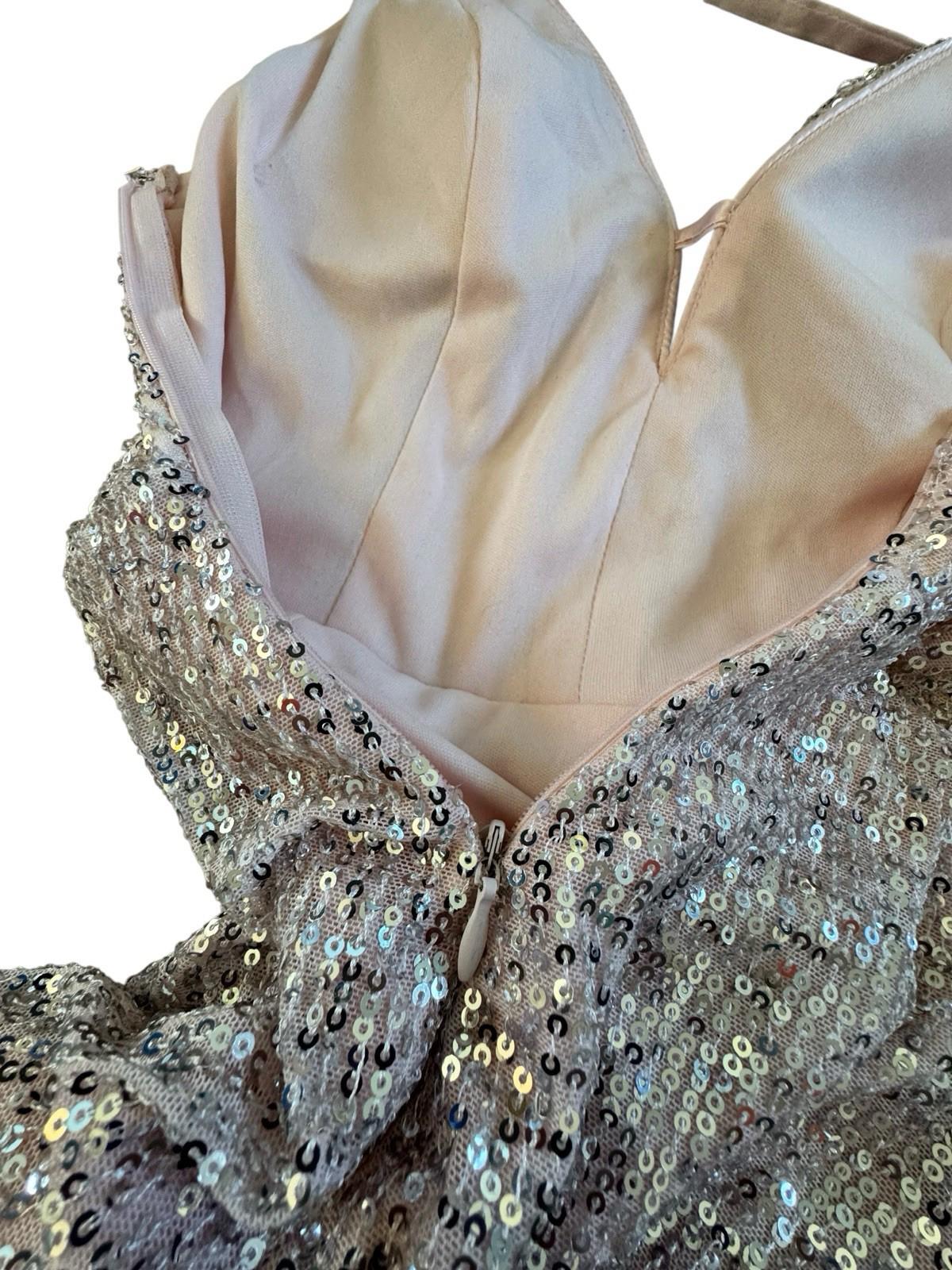 Speechless Pink Sequined Full Length Gown Wedding Prom Party Formal Dress XS