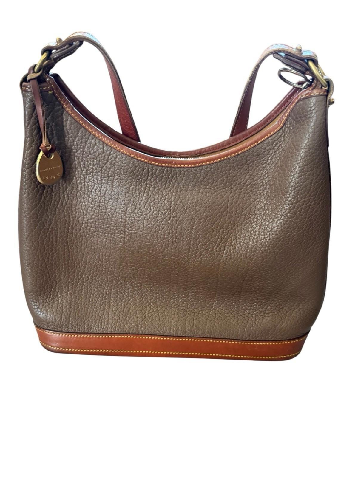 True Vintage Dooney And Bourke Brown Leather Satchel Handbag Pocketbook Bag