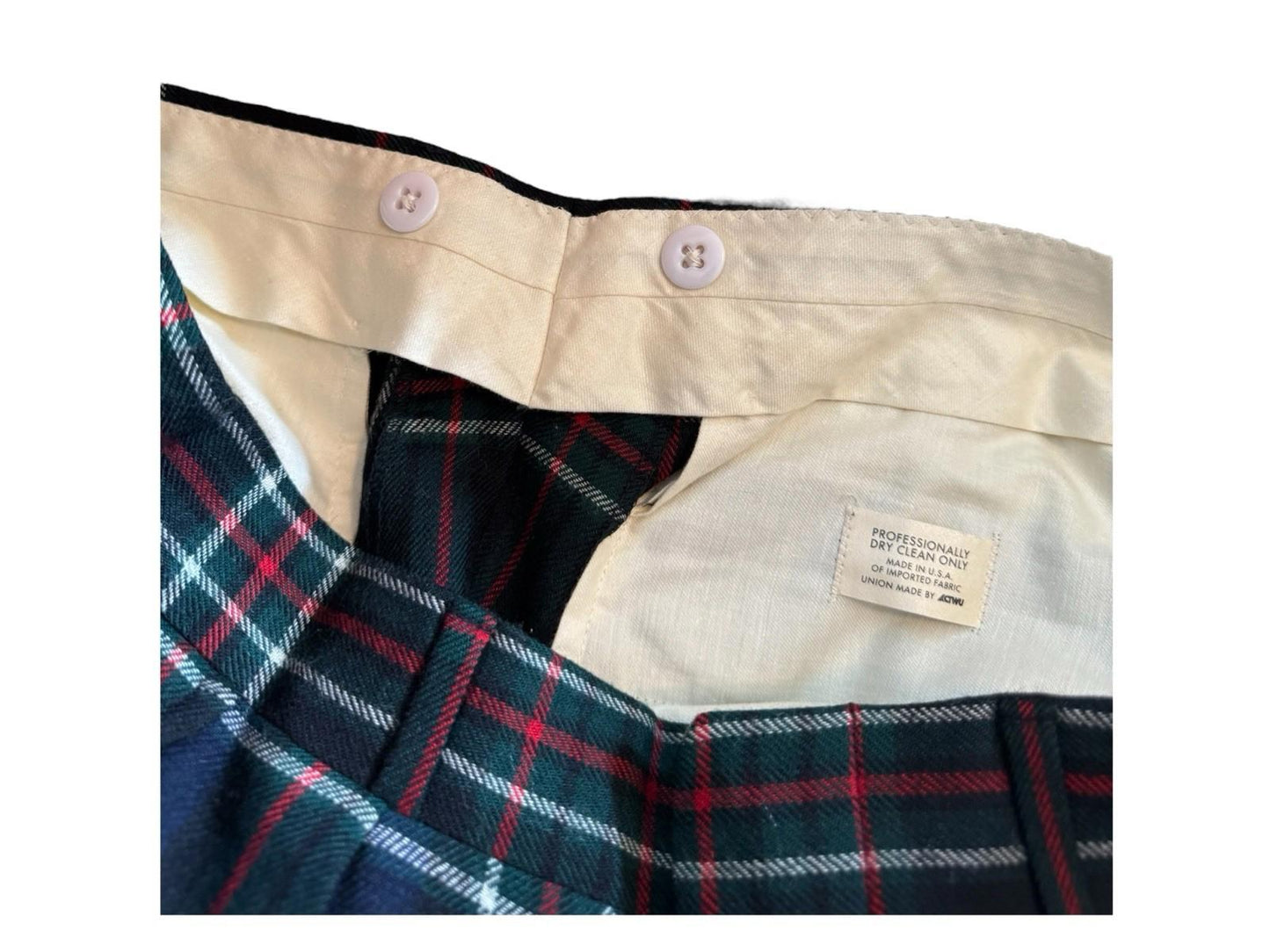 POSH Newport Beach Wool Plaid Pants With Suspender Buttons NWOT 31x28