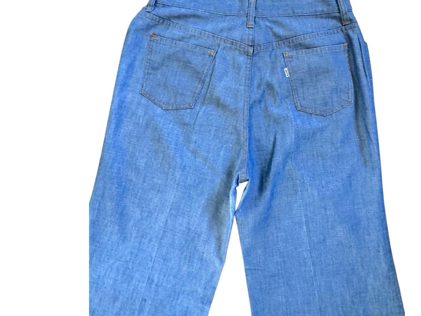 Vintage 1970s LEVIS FOR ME Blue Hopsack Bell Bottom Pants BIG E White Tag 30