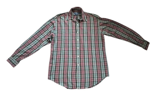 Ralph Lauren Men's Medium Blake Plaid Cotton Long Sleeve Button Down Shirt