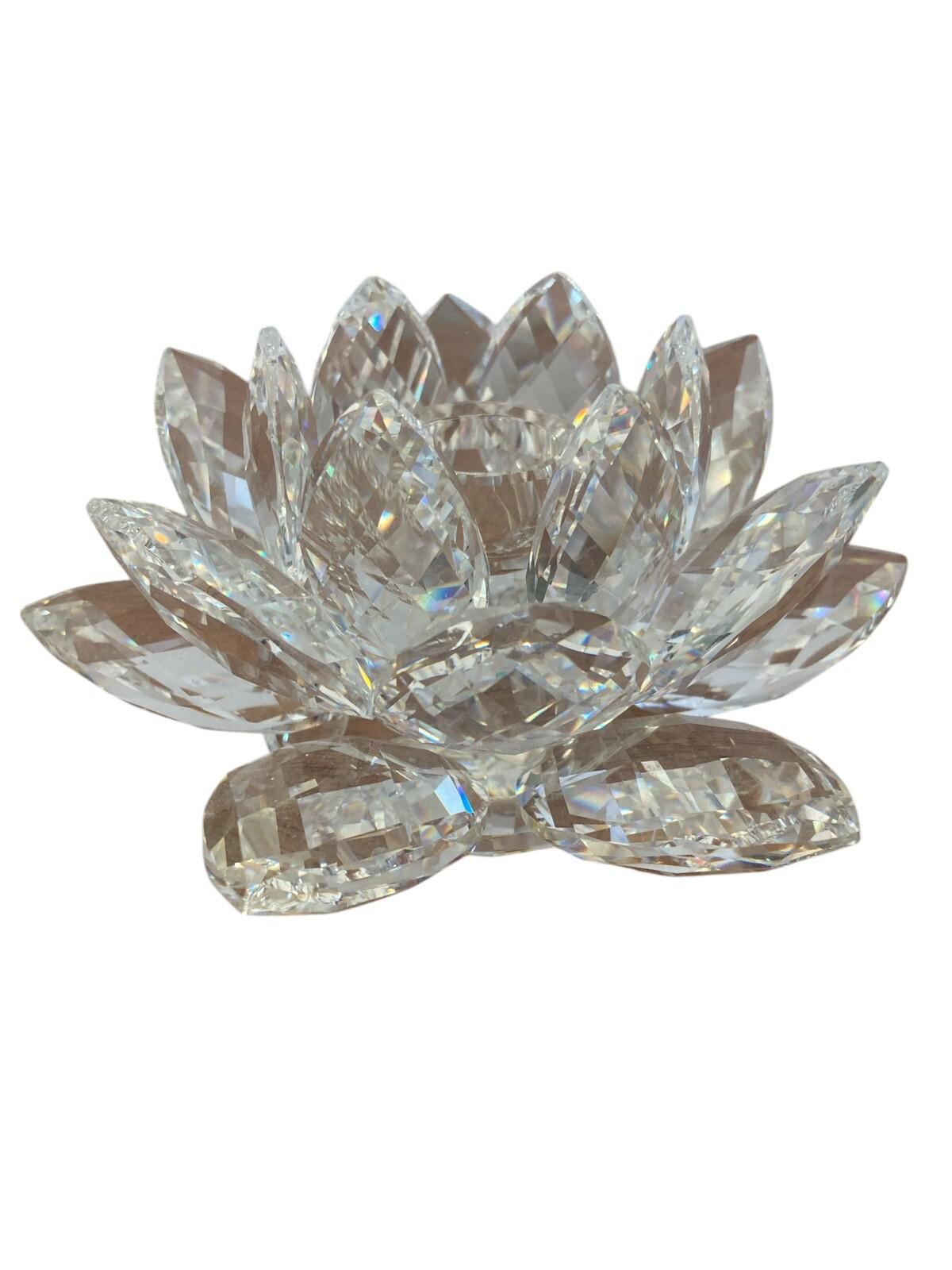 Swarovski Large Lotus Flower Crystal Glass Spiritual Flower Figurine Austria