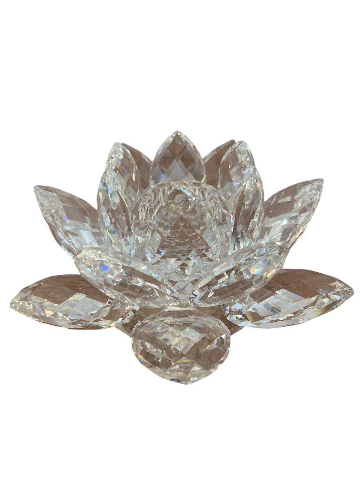 Swarovski Large Lotus Flower Crystal Glass Spiritual Flower Figurine Austria
