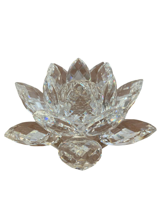 Swarovski Large Lotus Flower Crystal Glass Spiritual Flower Figurine Austria