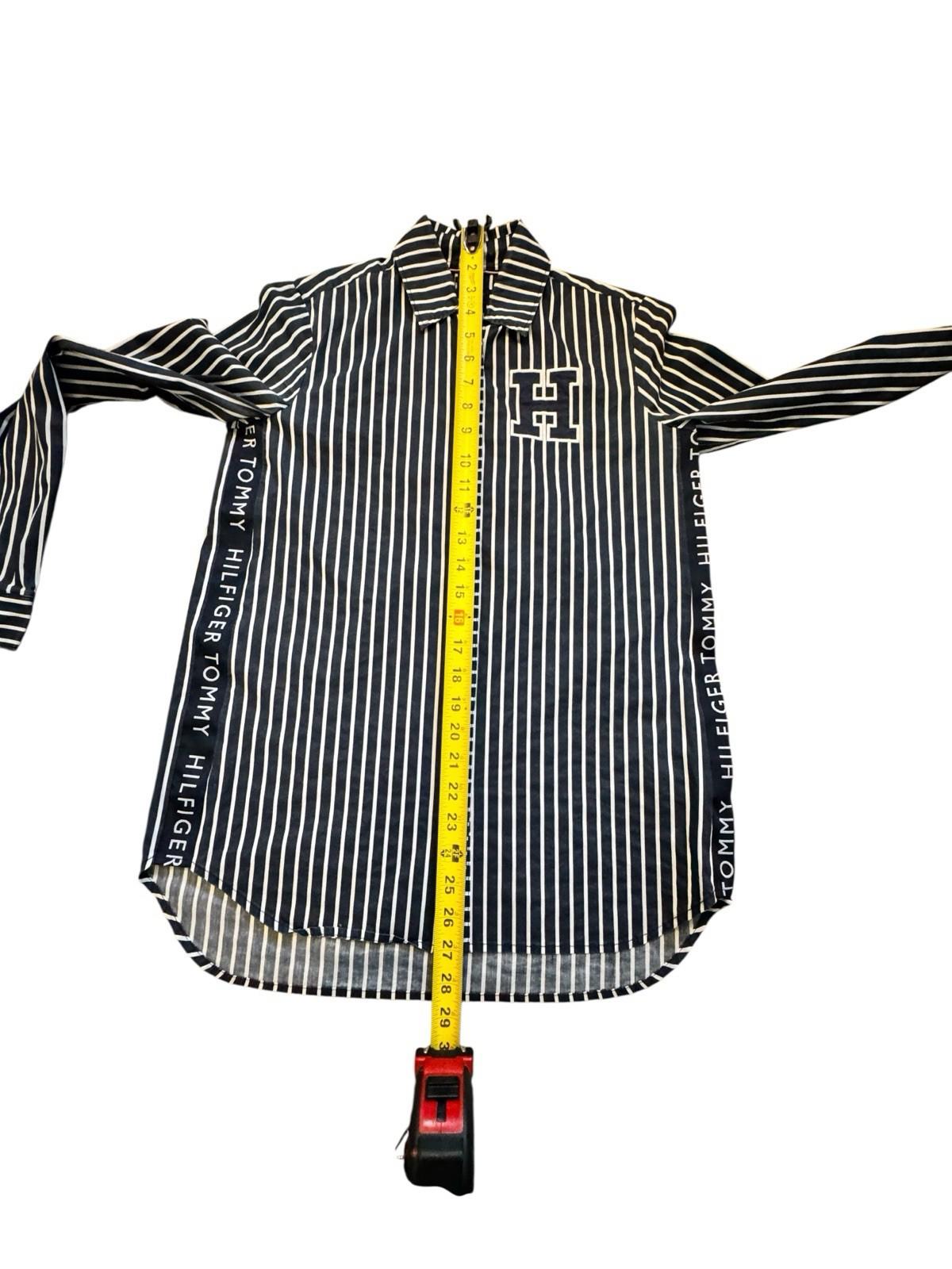 Tommy Hilfiger H Logo Blue Striped Button Down Men's Shirt Size XXS