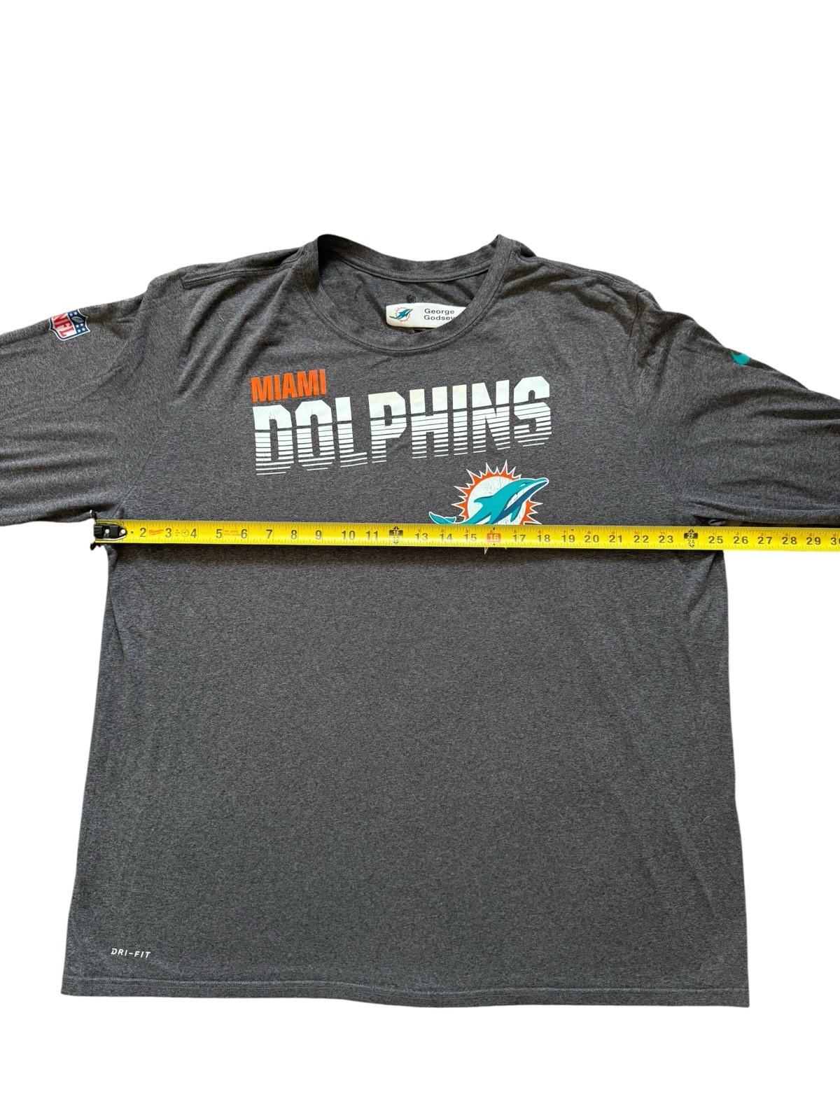 Miami Dolphins Football Long Sleeve T-Shirt George Godsey Worn Size 3XL