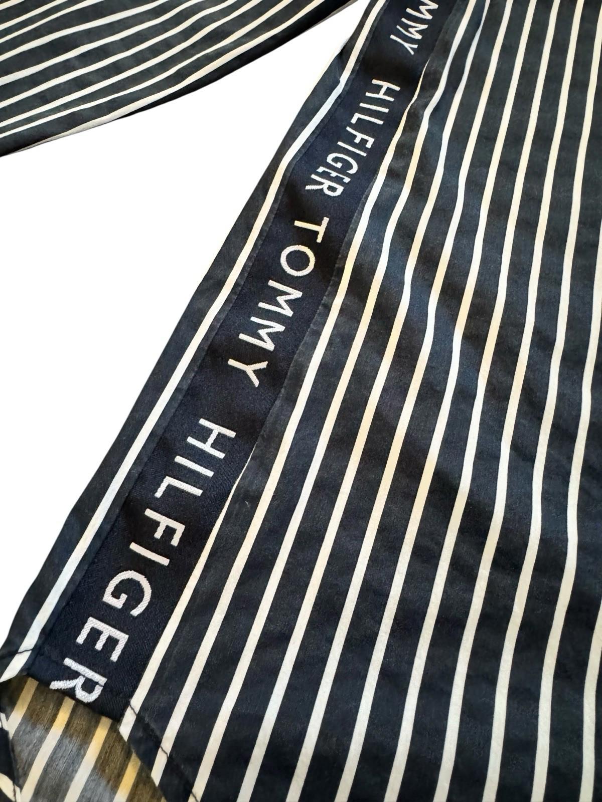 Tommy Hilfiger H Logo Blue Striped Button Down Men's Shirt Size XXS