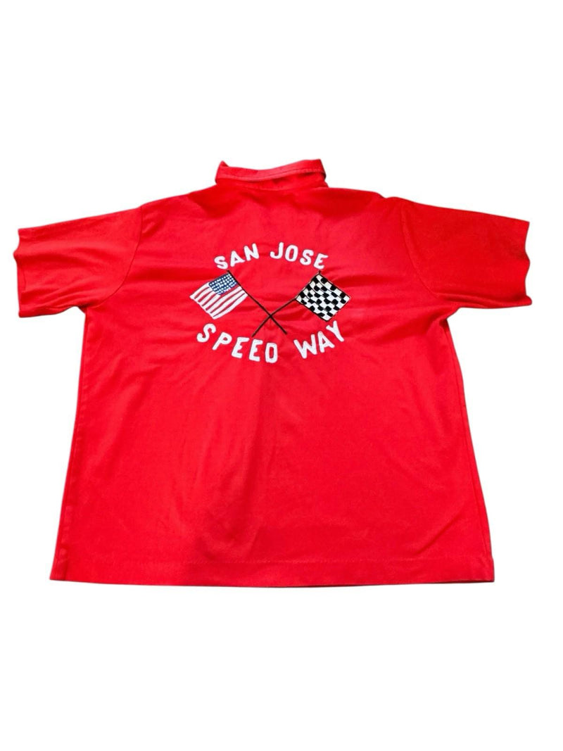 Mr. More Bowling Shirt Vintage Racing Shirt Red SAN JOSE SPEEDWAY California XL