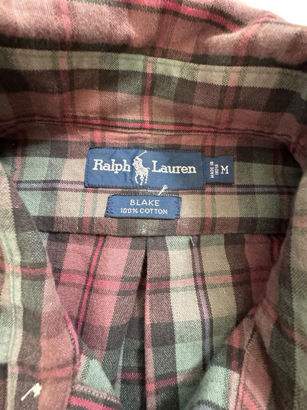 Ralph Lauren Men's Medium Blake Plaid Cotton Long Sleeve Button Down Shirt