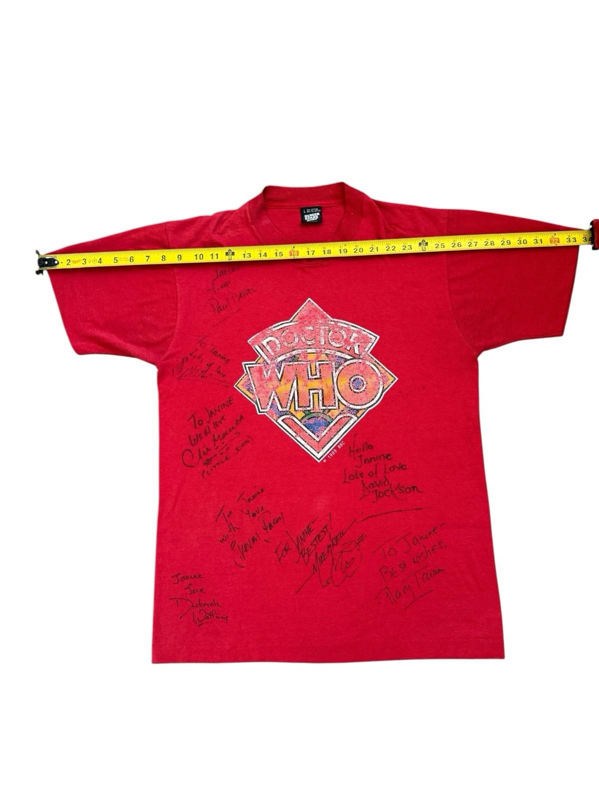 Signed Vintage 1989 BBC Doctor Who Tee T-Shirt Red Mens Large Cancel Year