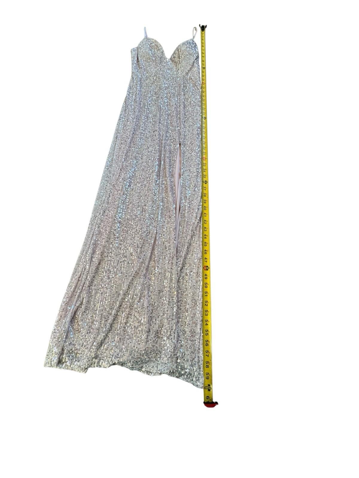Speechless Pink Sequined Full Length Gown Wedding Prom Party Formal Dress XS