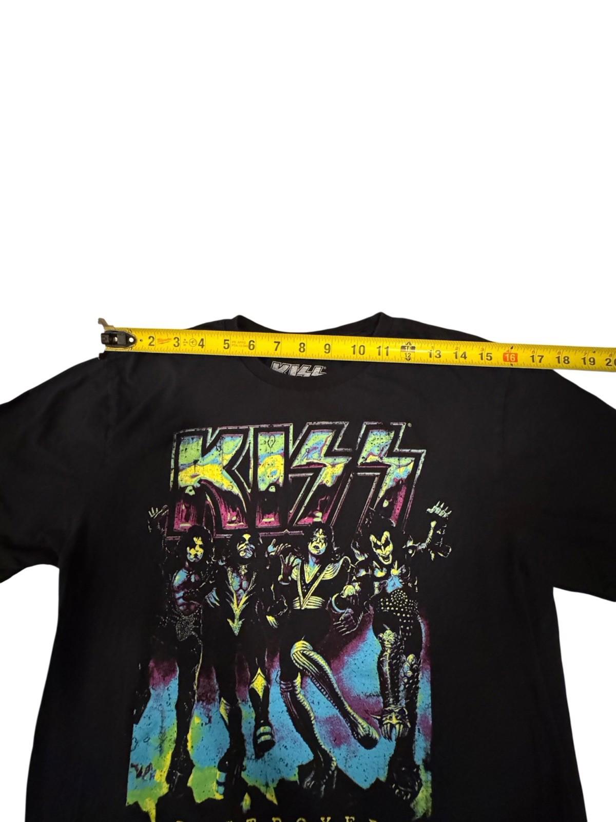 KISS Rock Music Tshirt T-Shirt Tee Shirt Mens M Rock-N-Roll Psychedelic Colors
