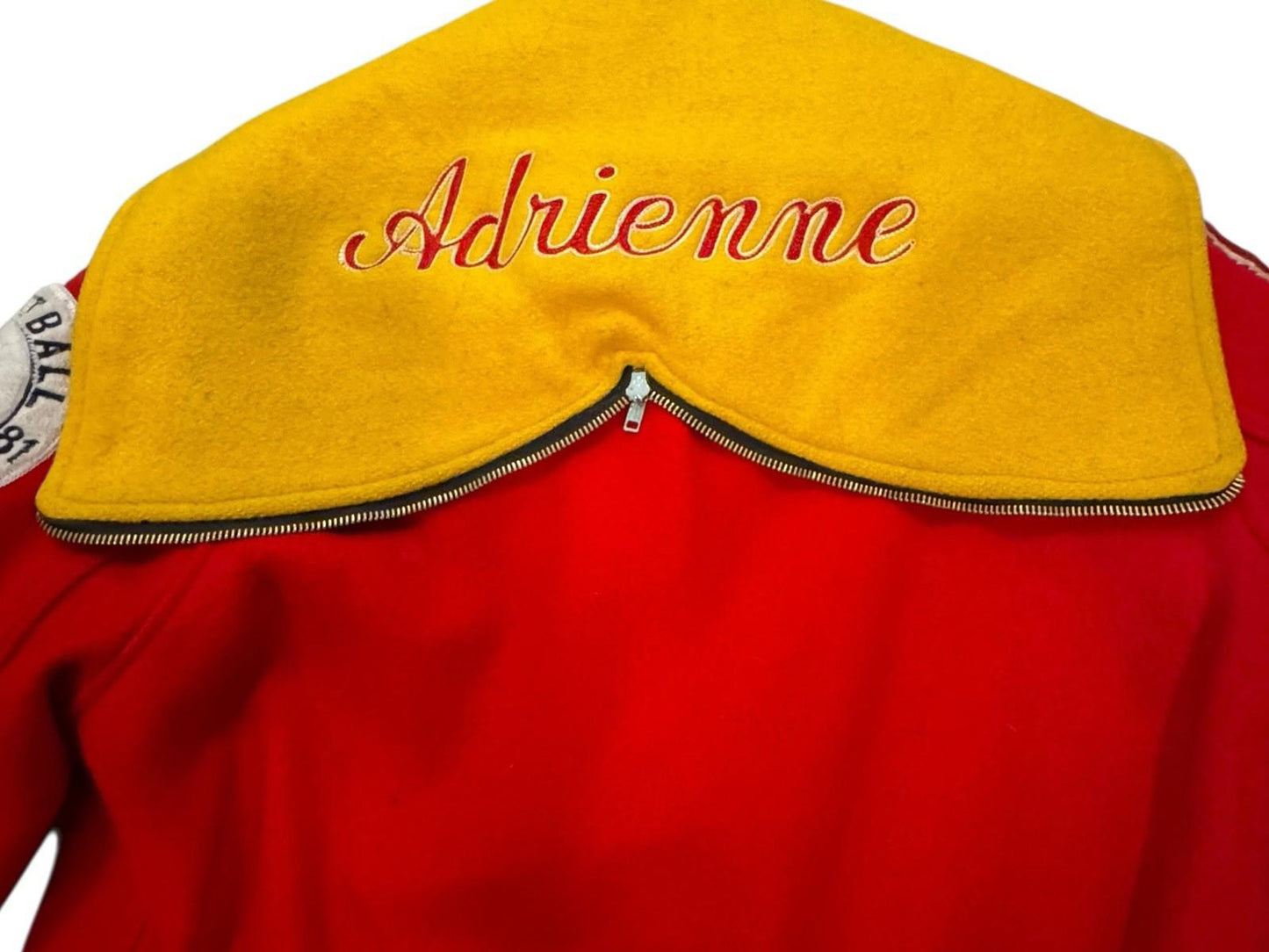 Vintage Skookum Women's Wool Red Yellow Softball JV Varsity Jacket Halloween