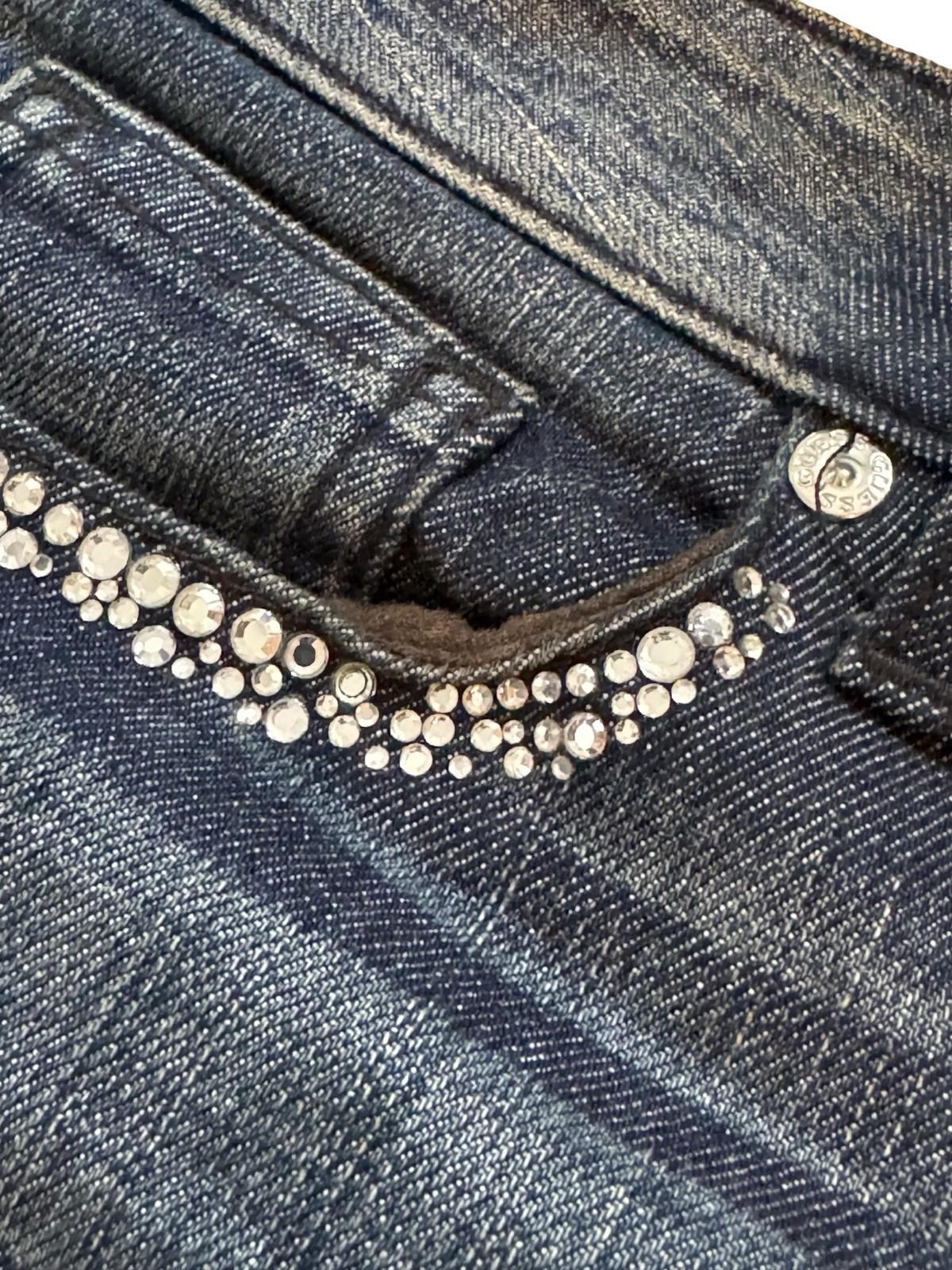 GUESS Designer Women's STARLIT Rhinestone Pocket Jeans Size 30