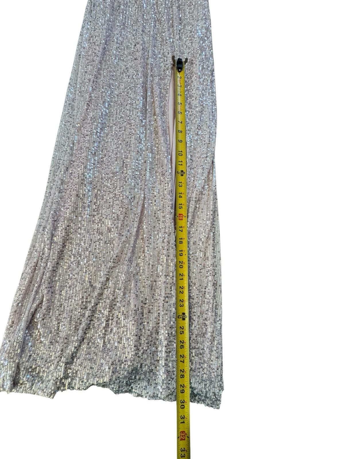 Speechless Pink Sequined Full Length Gown Wedding Prom Party Formal Dress XS