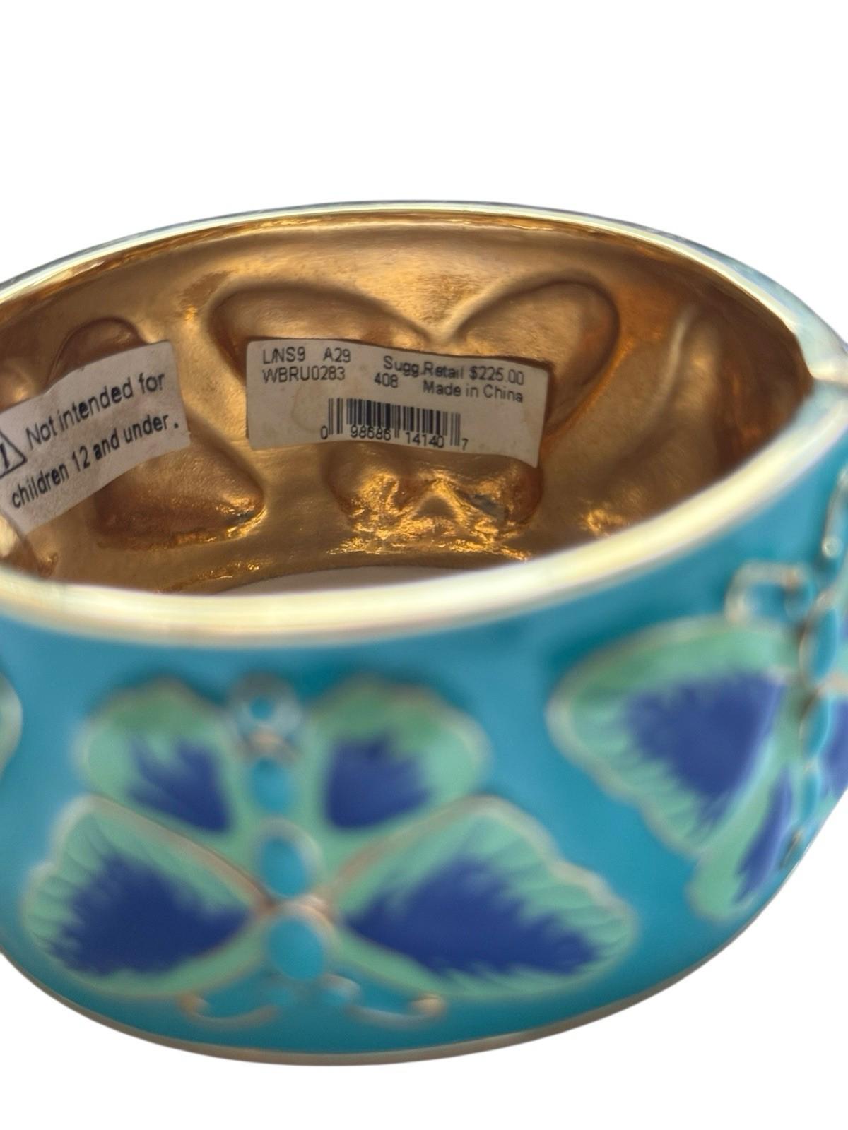 Vintage Kate Spade Blue Butterfly Hinged Cuff Bracelet NOS ORV $225