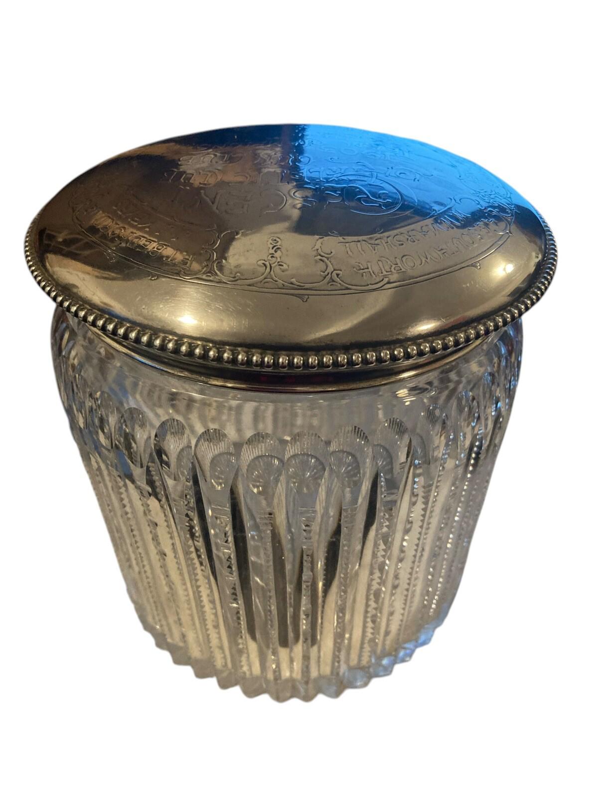 1904 Crescent Athletic Gun Club Brooklyn Mens Sterling Crystal Cigar Humidor