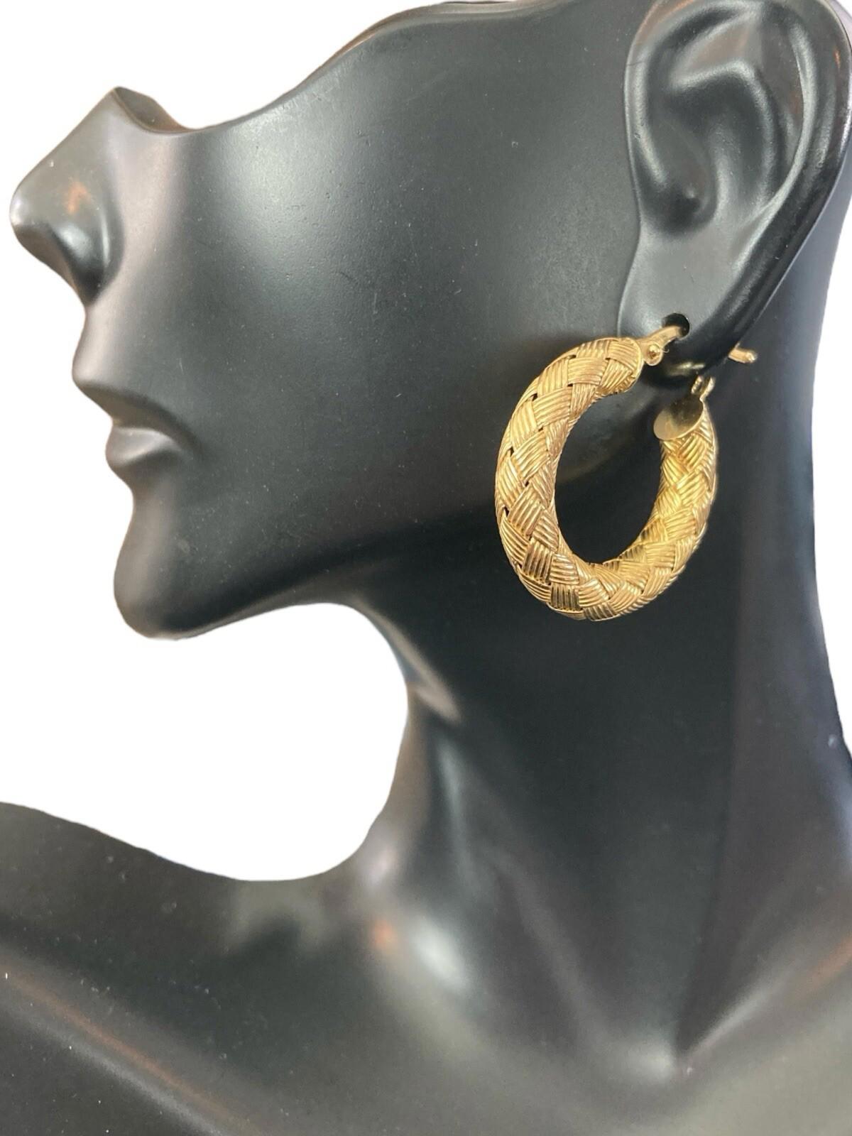 Riccardo Marotto 18k Gold Ornate Patterned Hoop Earrings Italy