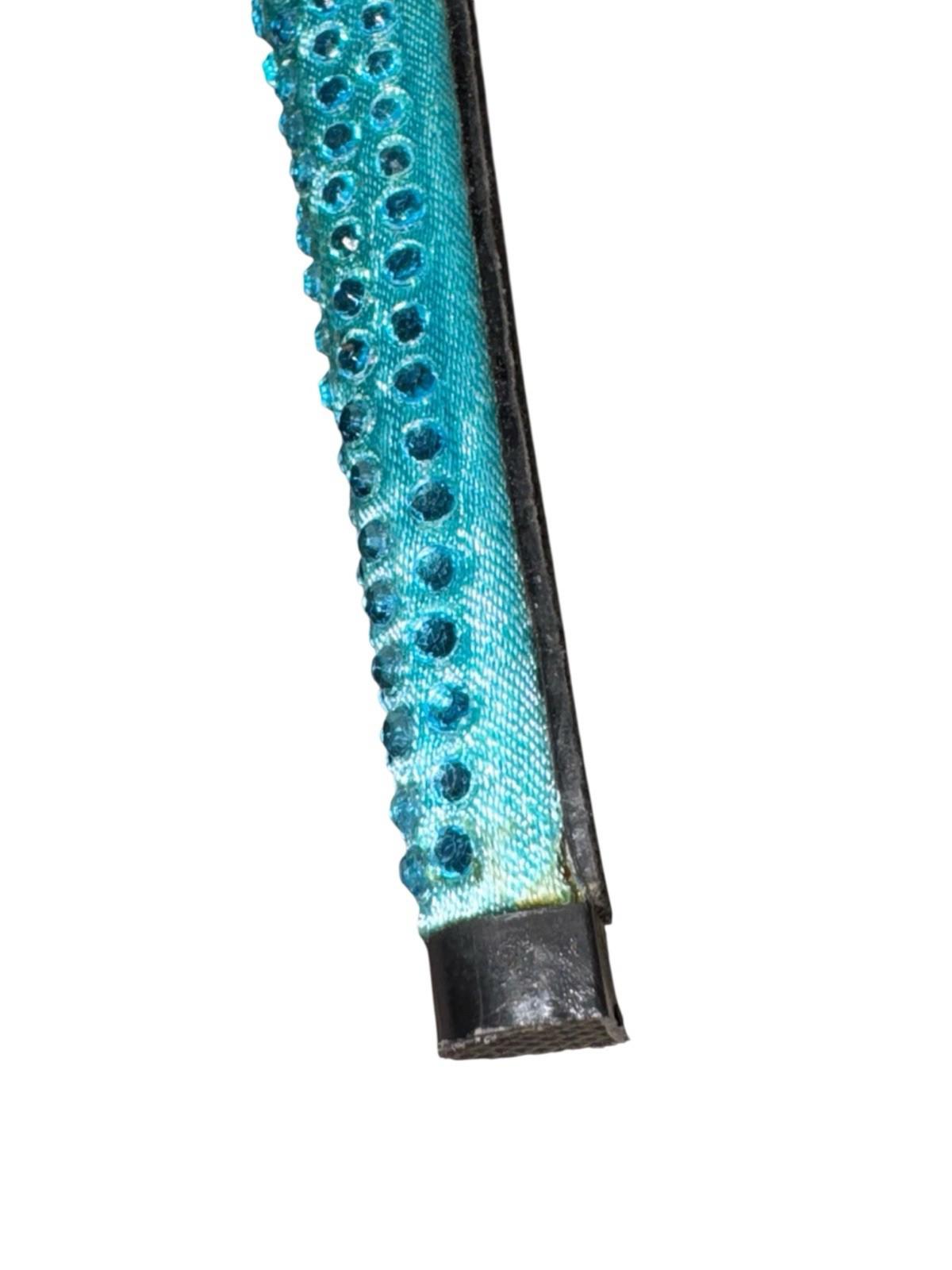 Leg Avenue Teal Glamour Stiletto Heel Satin Rhinestone Peep Pump Drag Shoe 12
