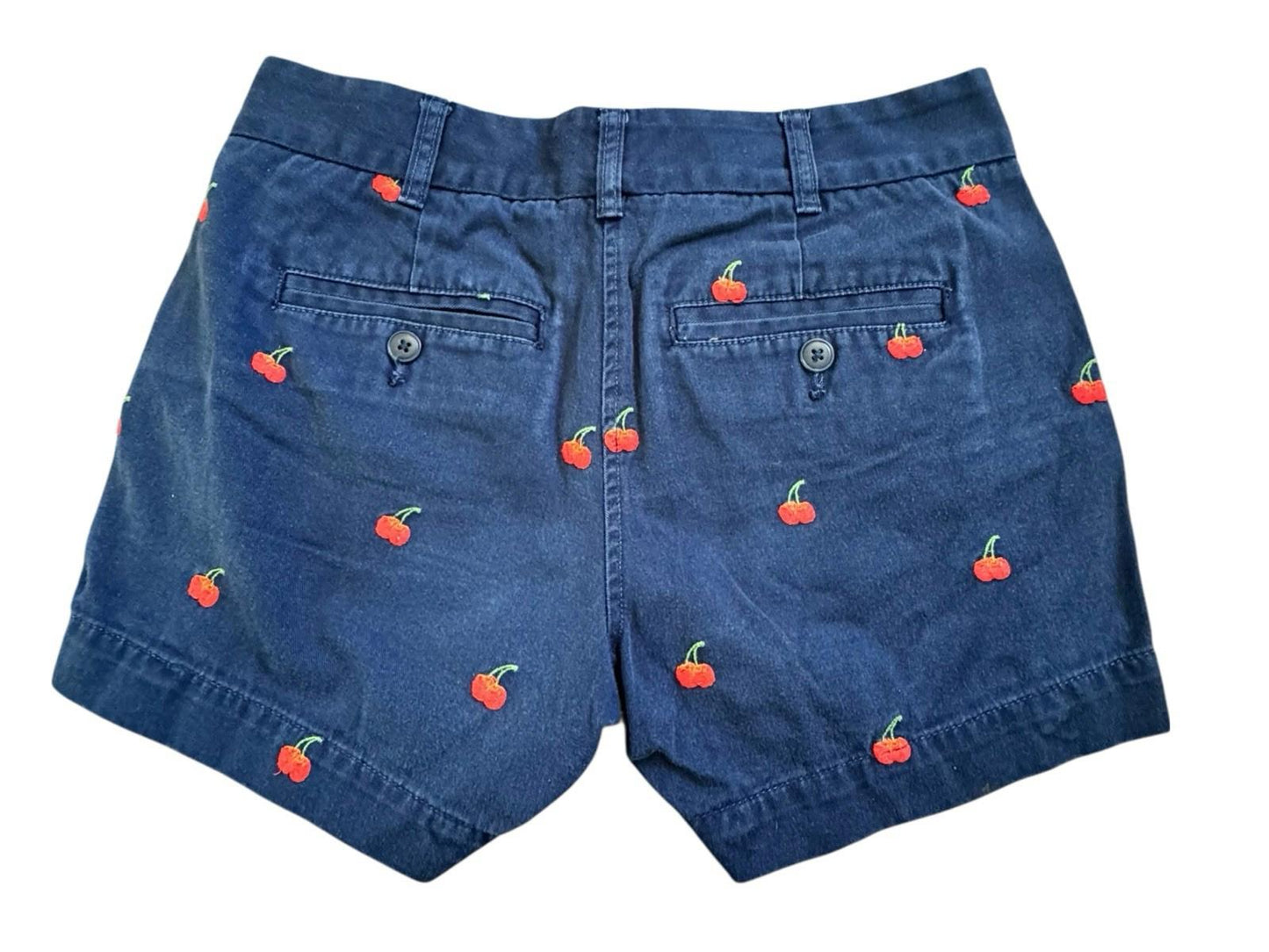 J.Crew Women's Size 00 Blue With Cherry Cherries 4" Chino Shorts