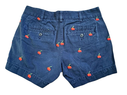 J.Crew Women's Size 00 Blue With Cherry Cherries 4" Chino Shorts