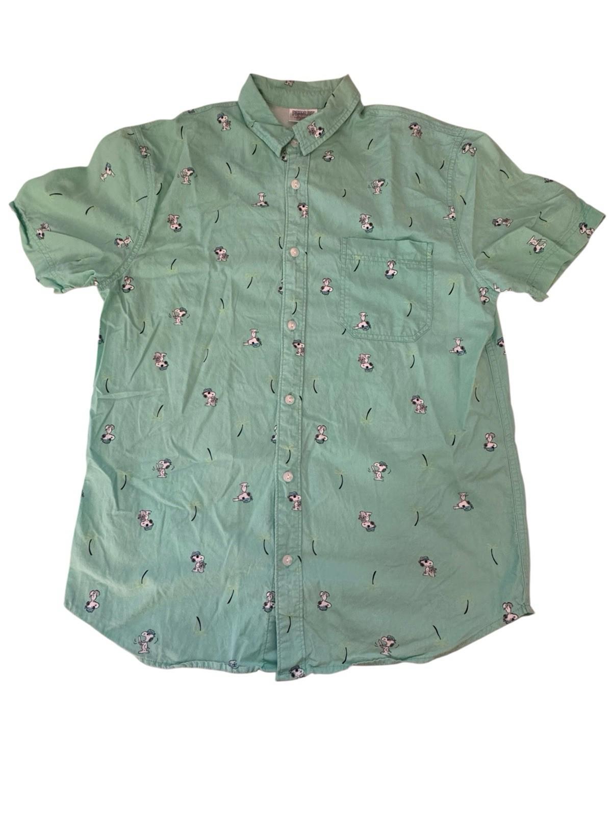 Peanuts Snoopy Sailing Boating Button Front Mens Medium