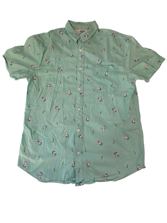 Peanuts Snoopy Sailing Boating Button Front Mens Medium