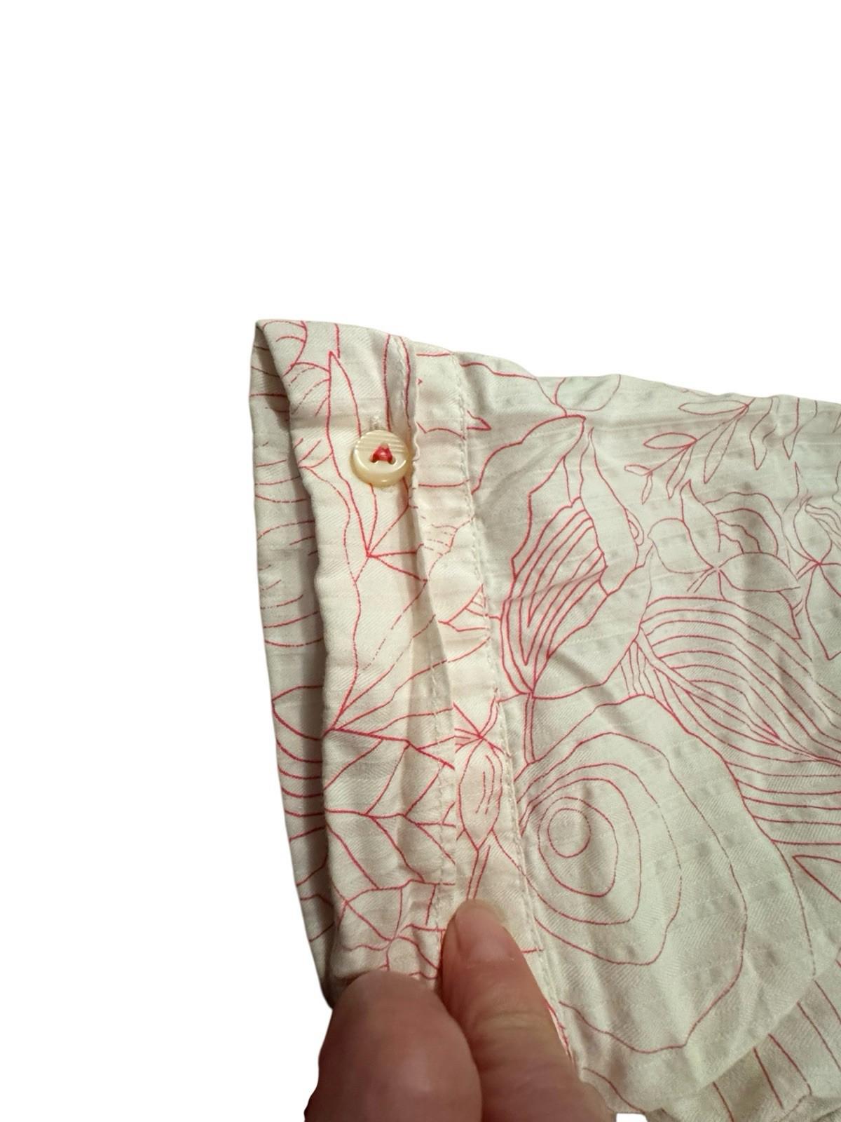 Tommy Bahama Island Modern Fit Red Floral Hawaiian Silk Cotton Shirt Mens M