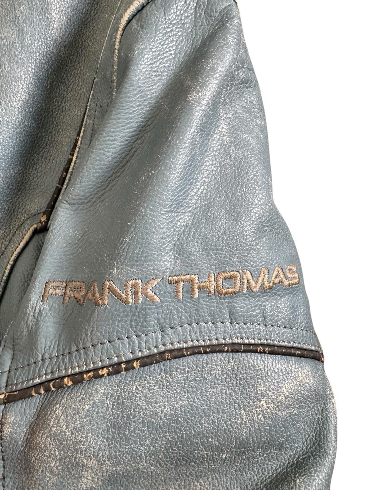 Vintage Frank Thomas BLUE Leather Motorcycle Jacket US Small UK 10 EUR 36