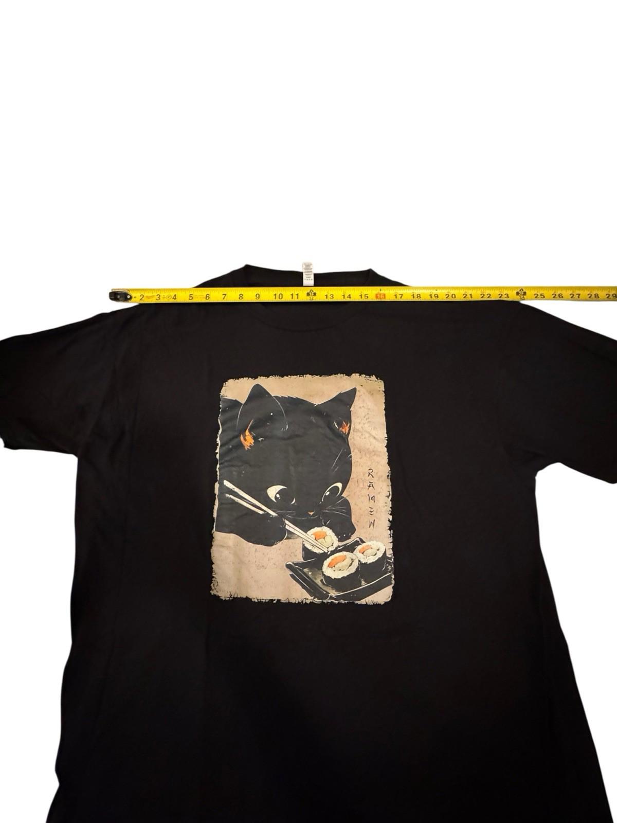 Cat Eating Sushi T-Shirt Men's Tshirt Japanese Tee Japan Kawaii Kitten 2XL