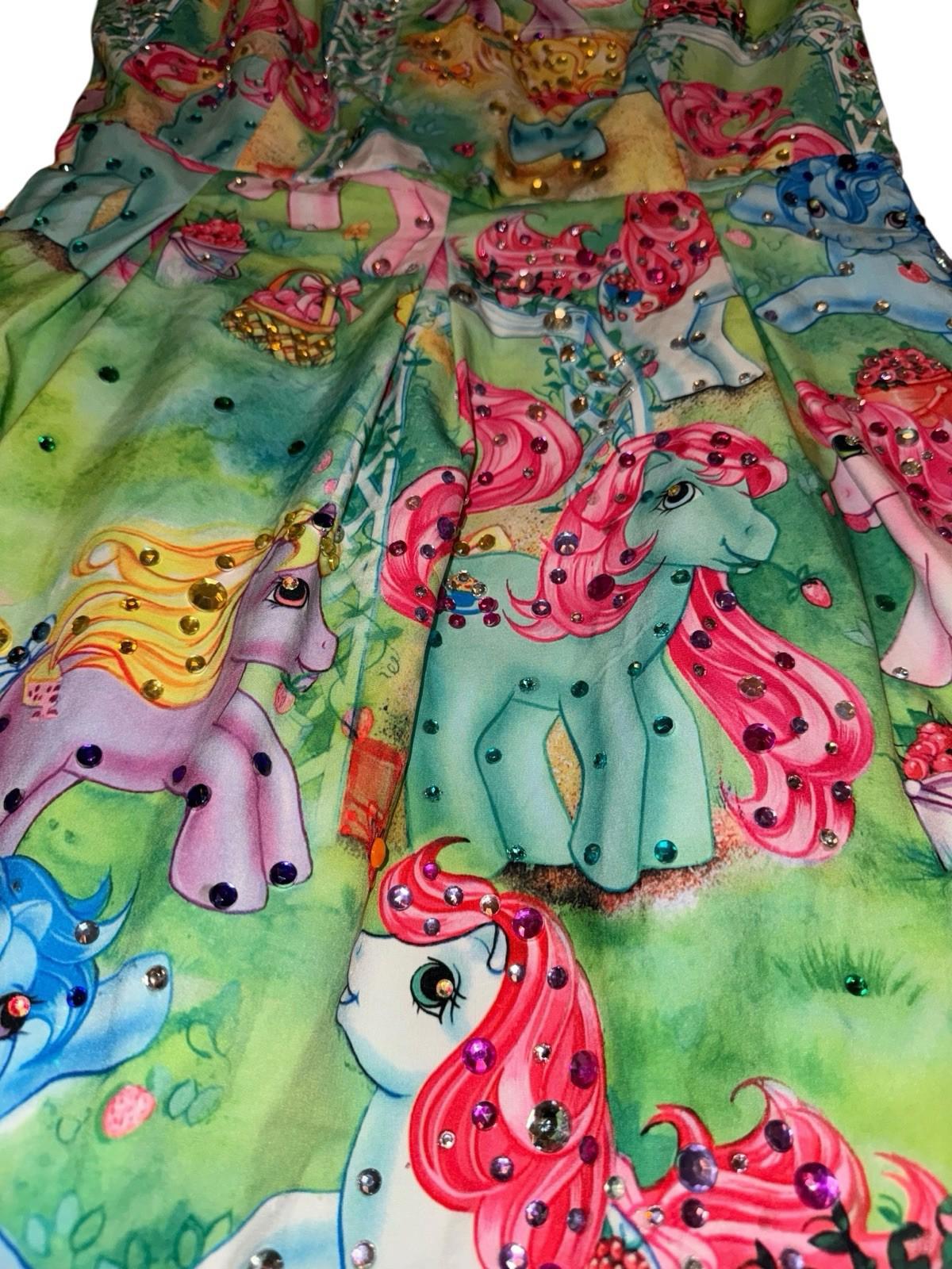 Iron Fist BEDAZZLED My Little Pony Dolls Mini Dress Colorful Drag Kawaii OOAK XL
