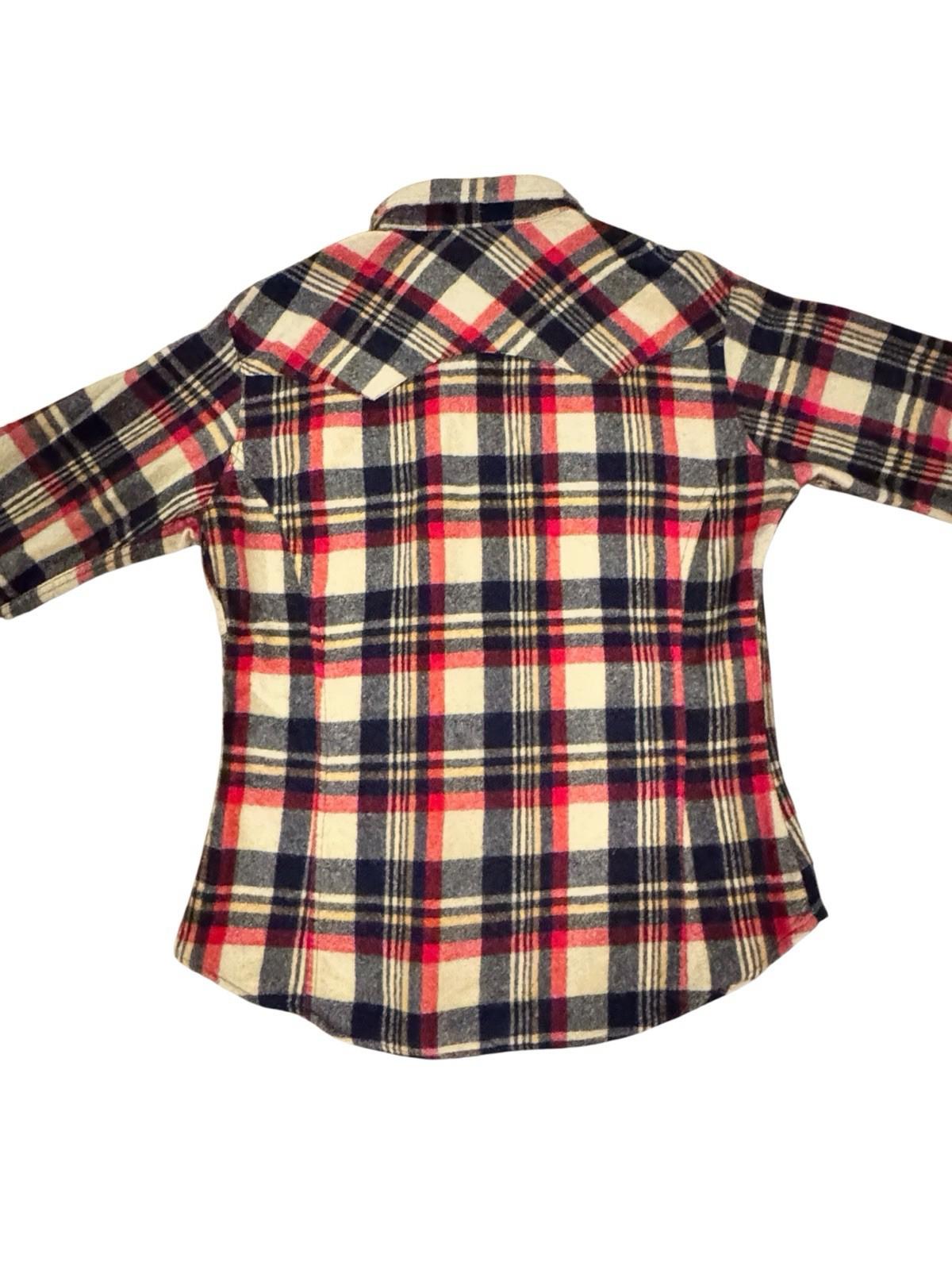 1980s Vintage Brittania Wool Plaid Flannel Button Up Down Shirt Cowboy Large